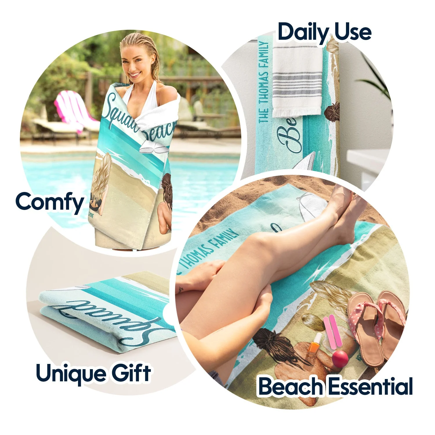 Beach Squad - Gift For Family, Dad, Mom, Couple - Personalized Beach Towel - Image 5