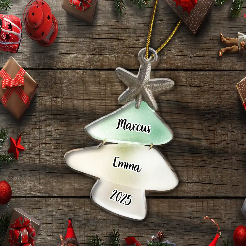 Beach Stones Family Christmas - Personalized Custom Shaped Acrylic Ornament - Image 5