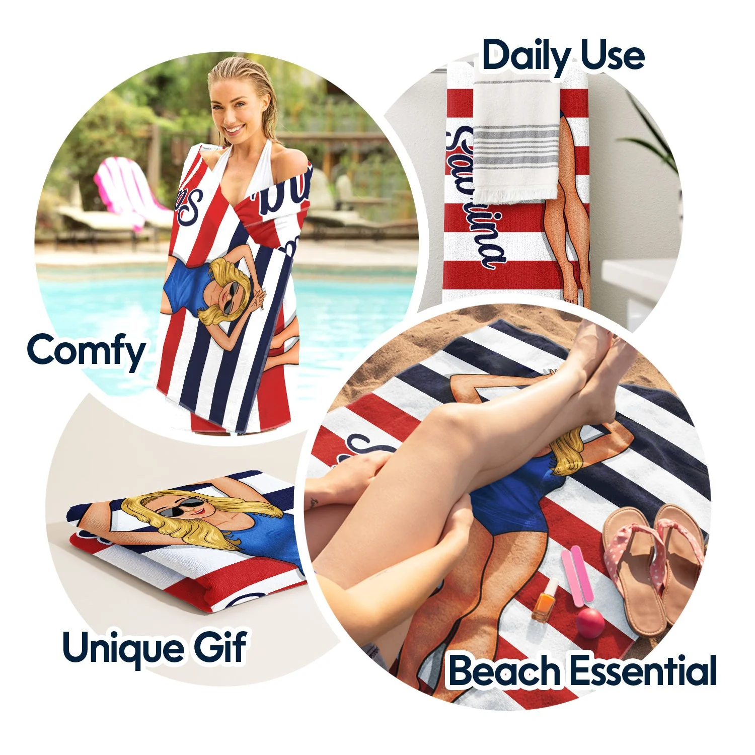 Beach Trips, Pool Party - Birthday, Vacation, Traveling Gift For Woman, Man - Personalized Beach Towel - Image 5