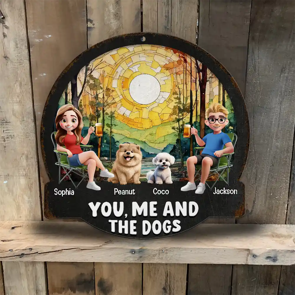 Beach You, Me And The Dog - Personalized Custom Shaped Metal Sign - Image 5
