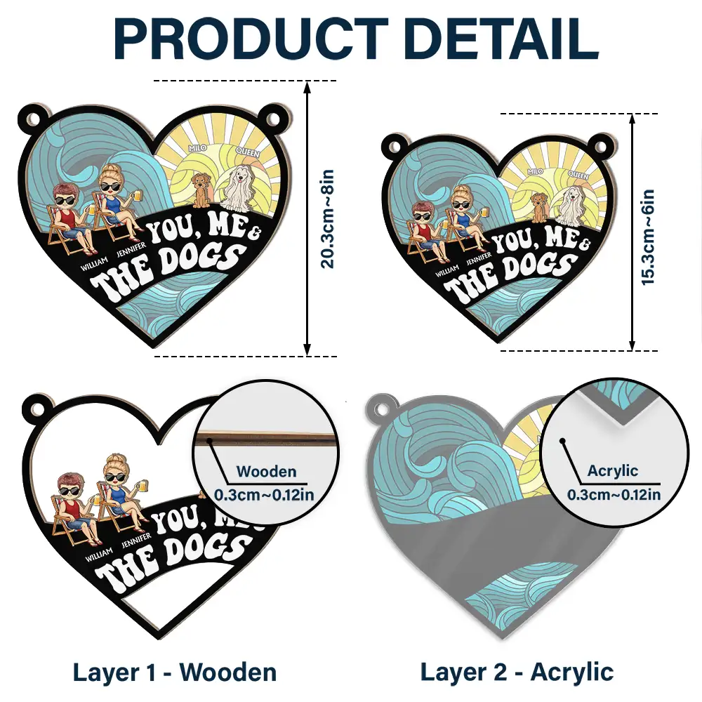 Beach You Me And The Dogs - Personalized Window Hanging Suncatcher Ornament - Image 5
