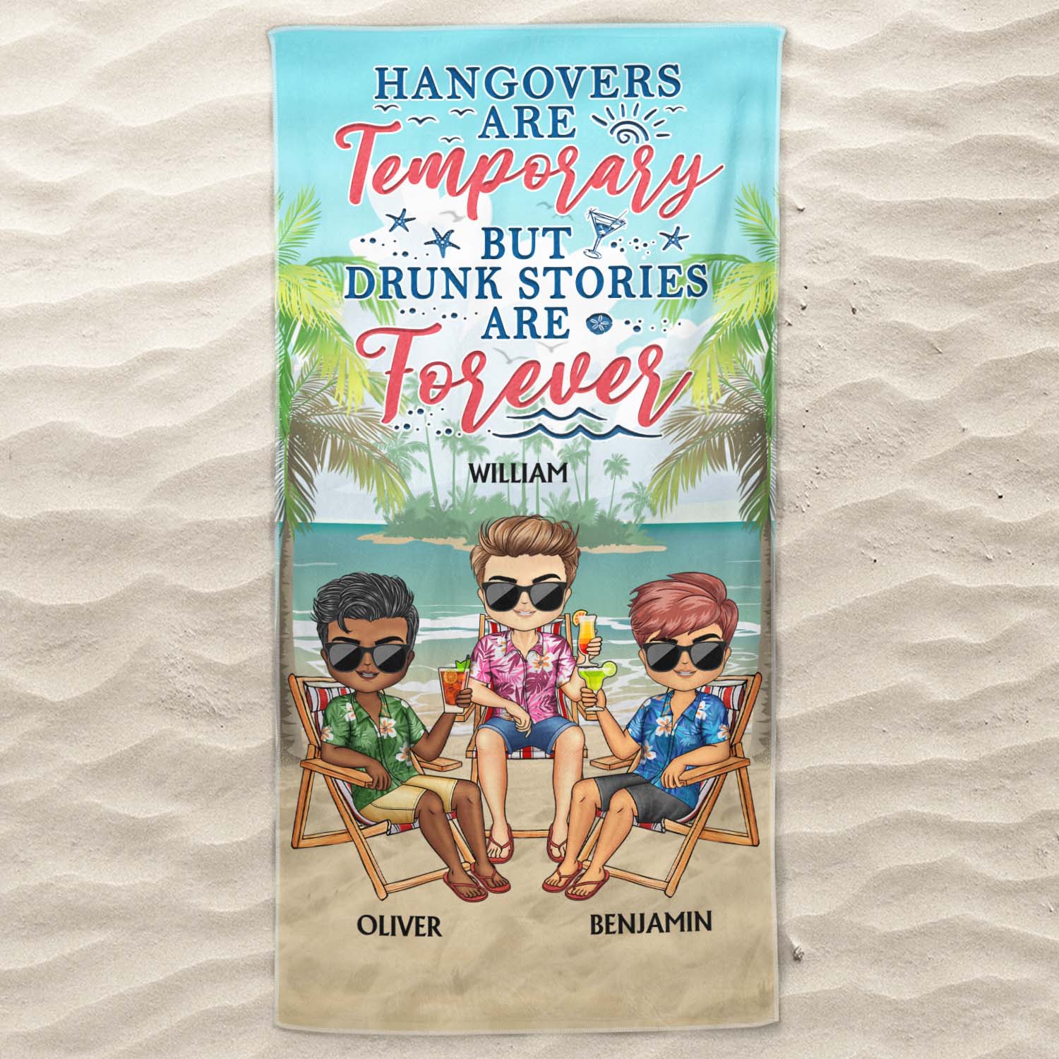 Beaches Booze Besties - Funny Birthday, Loving Gift For Besties, BFF, Best Friends - Personalized Custom Beach Towel - Image 3