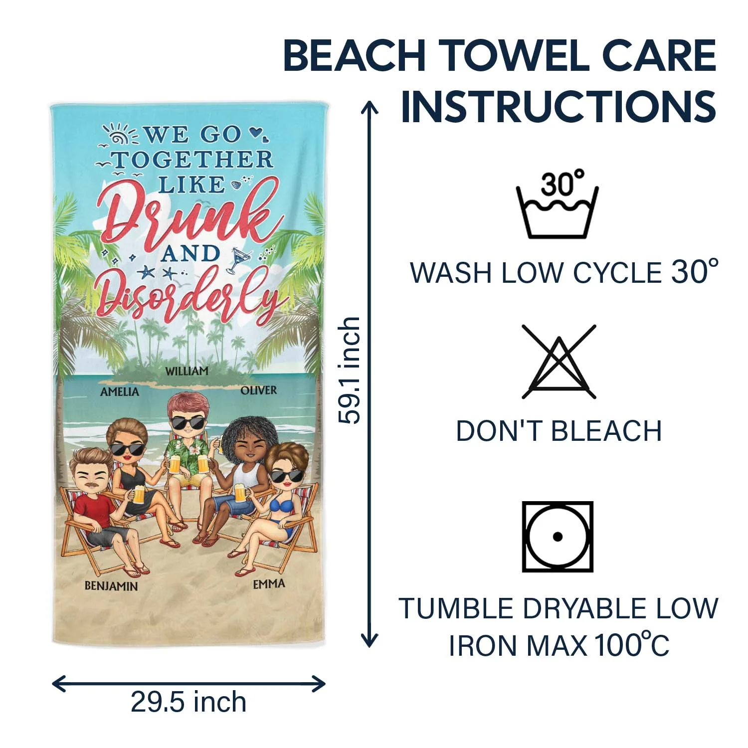 Beaches Booze Besties - Funny Birthday, Loving Gift For Besties, BFF, Best Friends - Personalized Custom Beach Towel - Image 6
