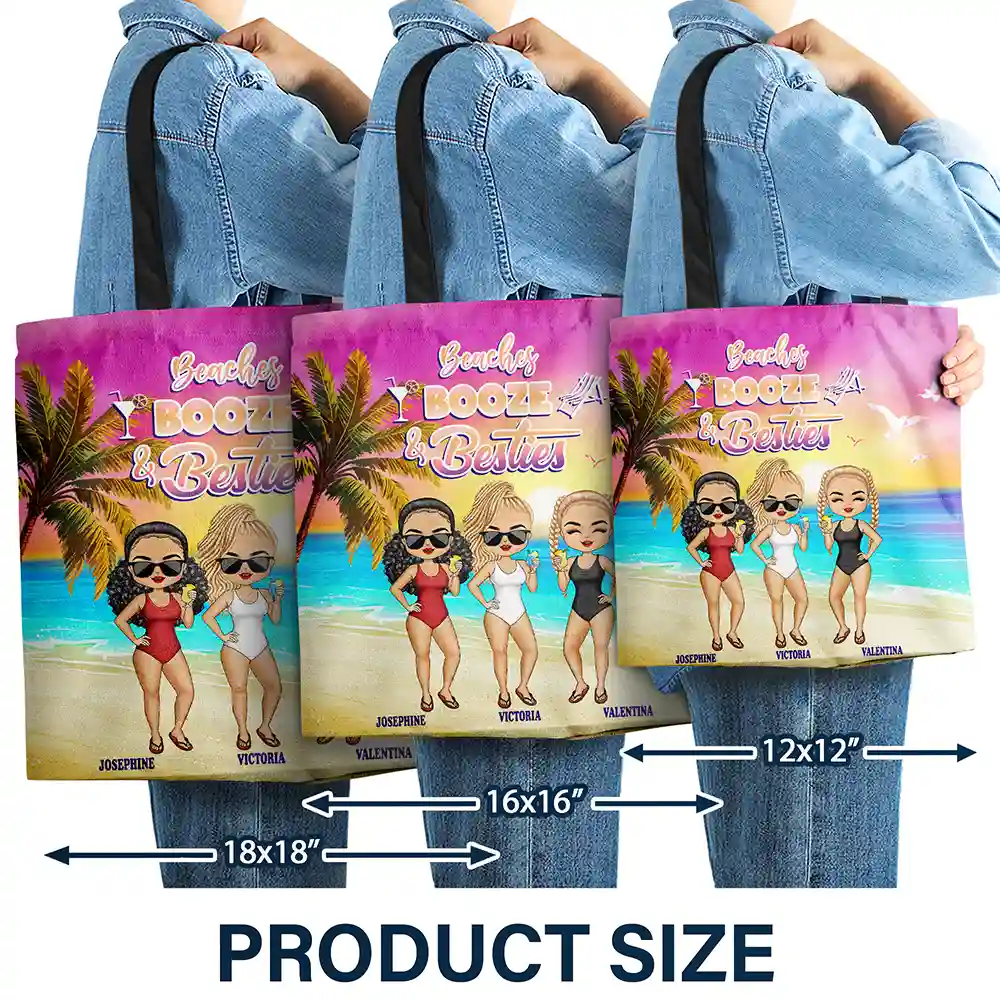 Beaches Booze Besties - Personalized Tote Bag - Image 4