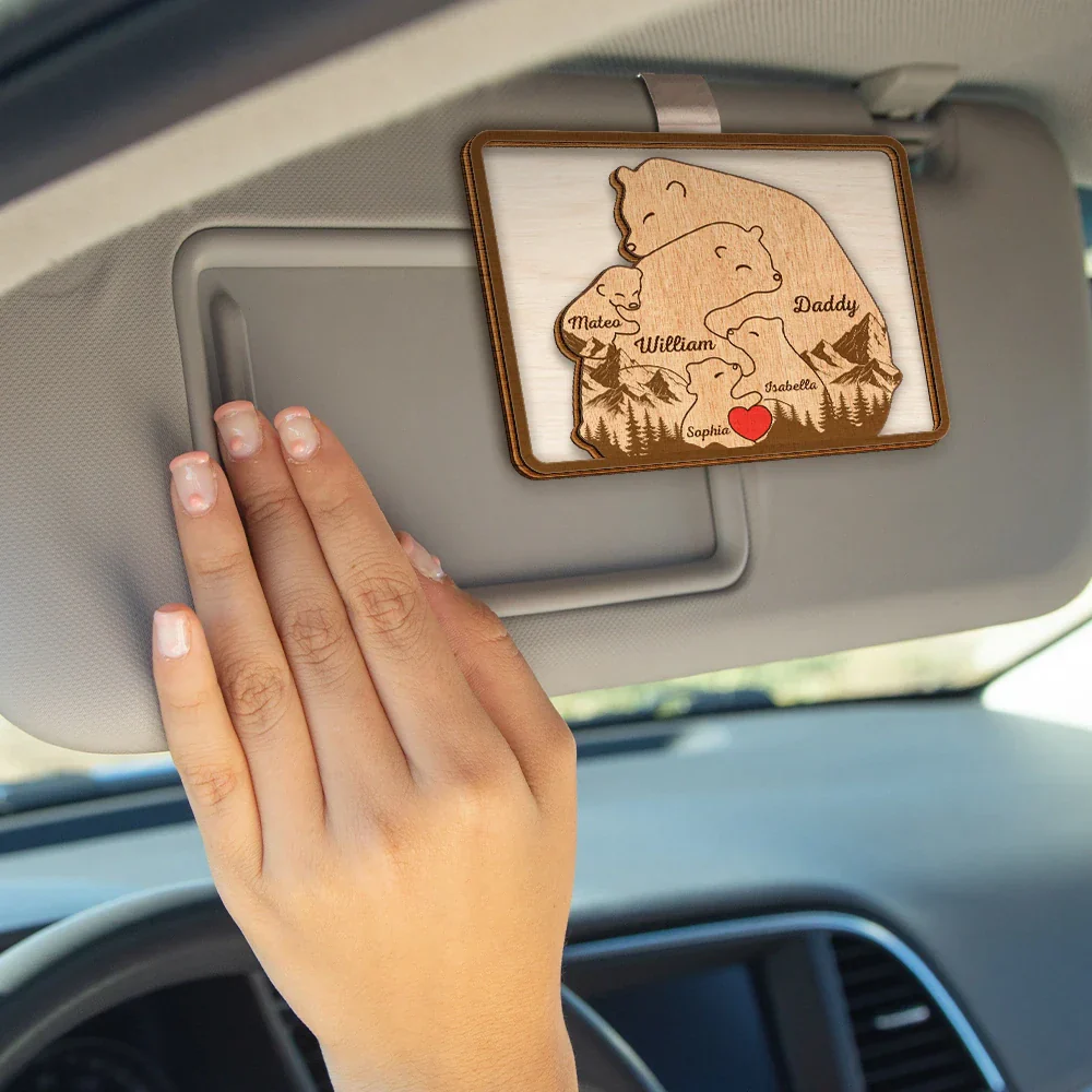 Bear Family Forest Style - Personalized Custom Shaped Car Visor Clip - Image 4