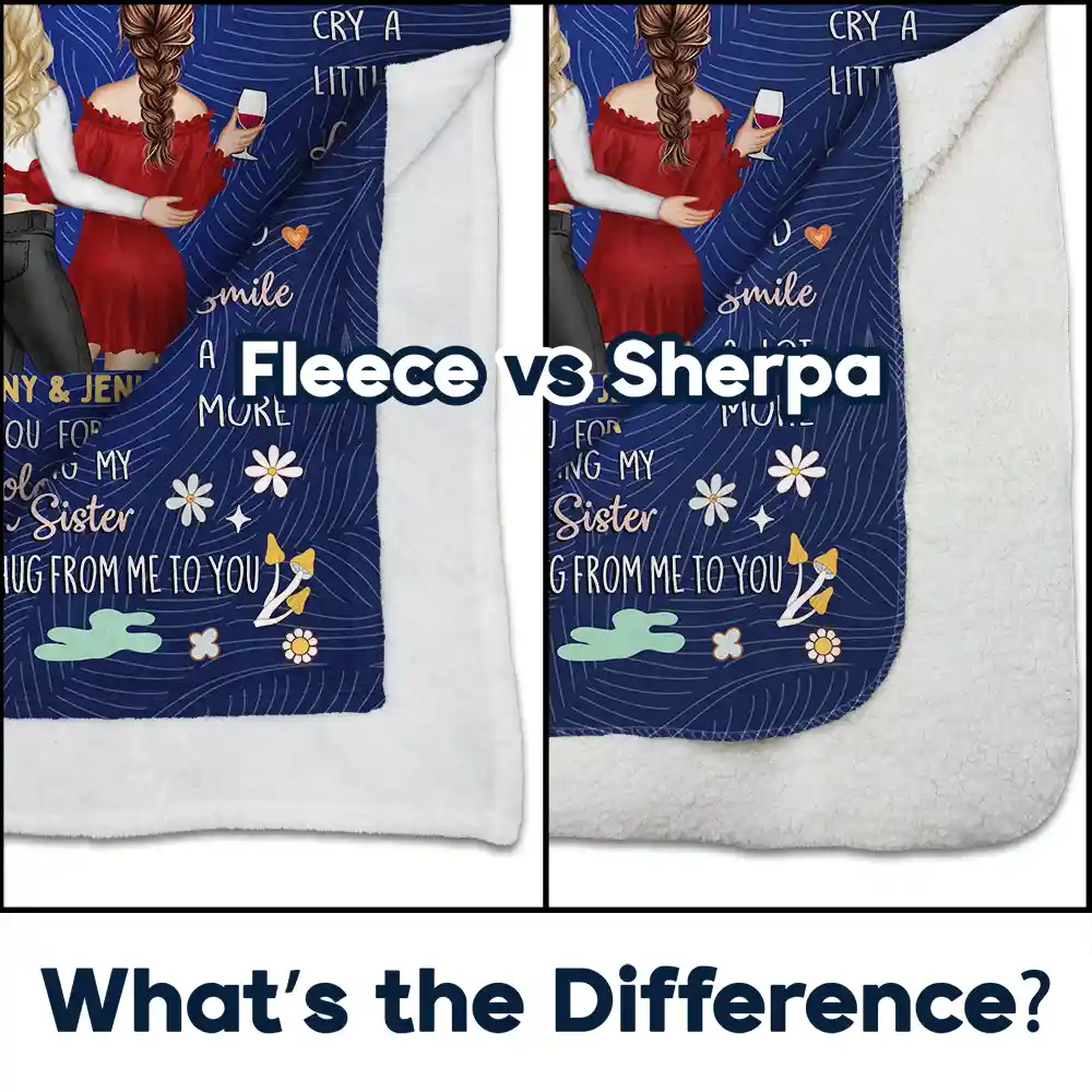 Because Of You Besties - Personalized Fleece Blanket, Sherpa Blanket - Image 4