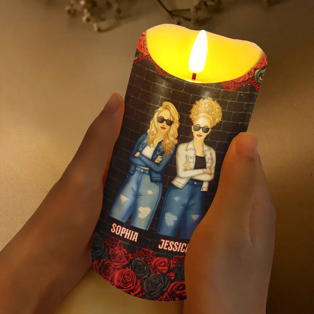 Because Of You I Laugh A Little Harder - Personalized Flameless LED Candle - Image 3