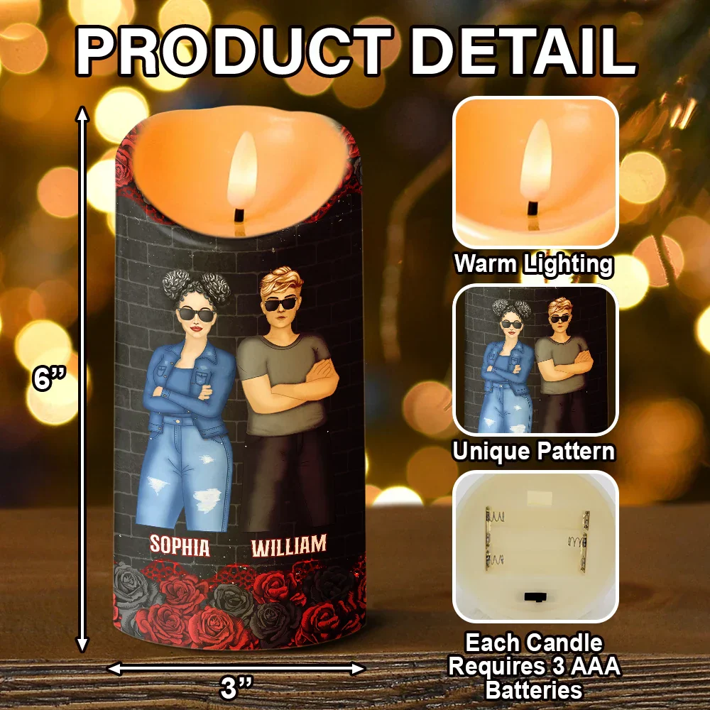 Because Of You I Laugh A Little Harder - Personalized Flameless LED Candle - Image 5