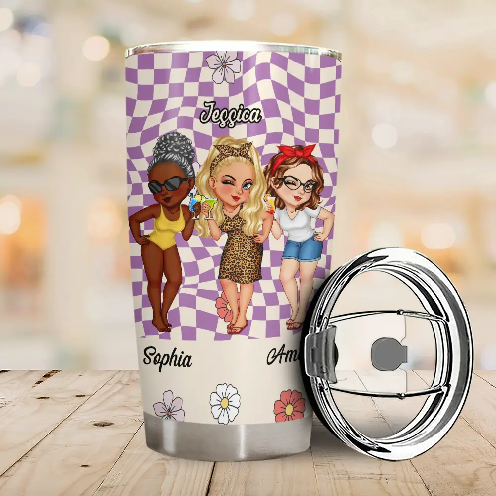 Because Of You I Laugh A Little Harder Women Best Friends - Personalized Tumbler - Image 2