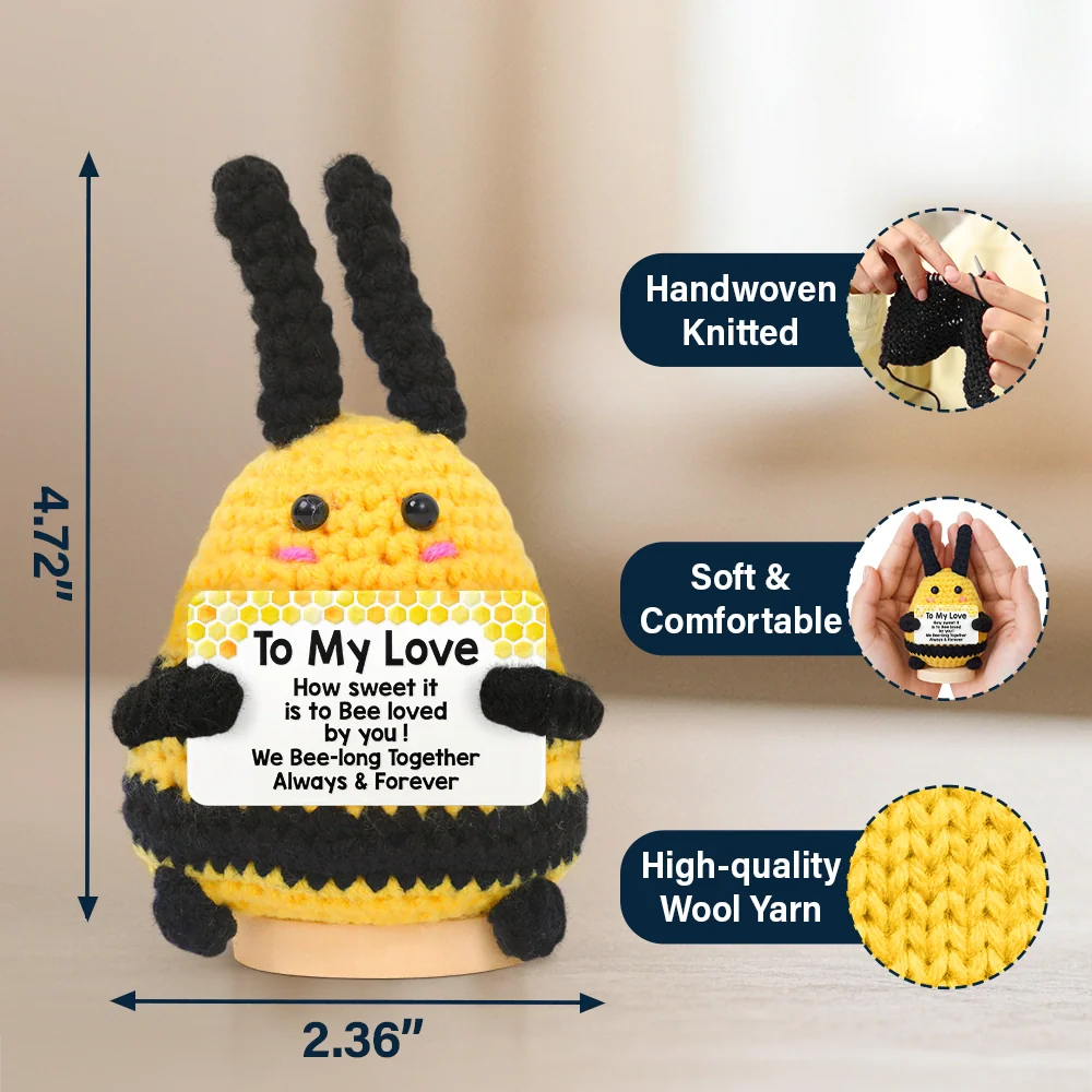 Bee Positive You Are Gonna Bee Awesome - Personalized Doll Crochet With Custom Card - Image 4