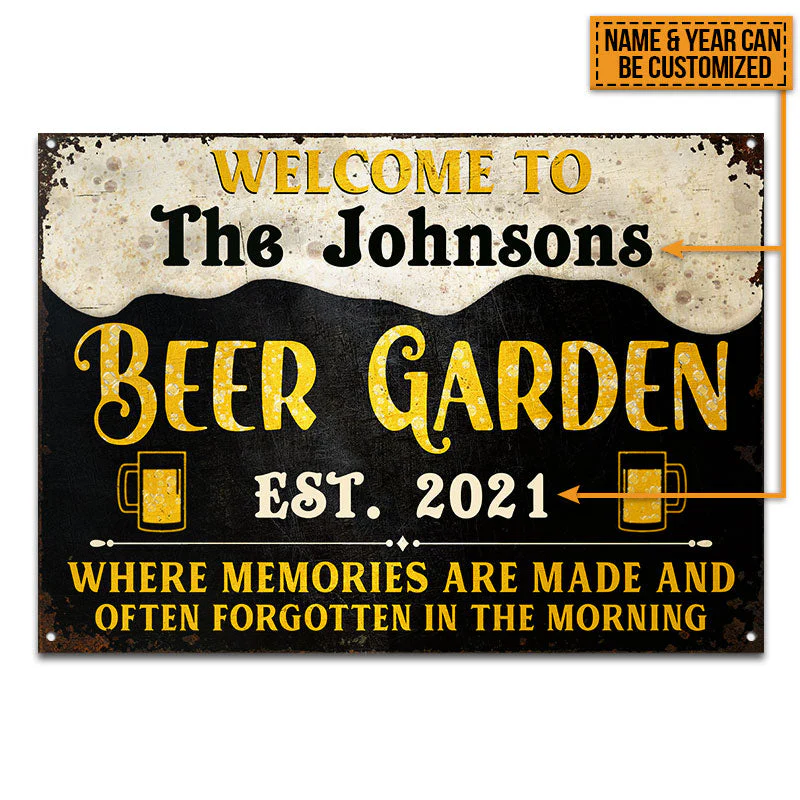 Beer Garden Memories Are Made Custom Classic Metal Signs, Beer Garden Bar, Beer Garden Decorating Ideas - Image 4