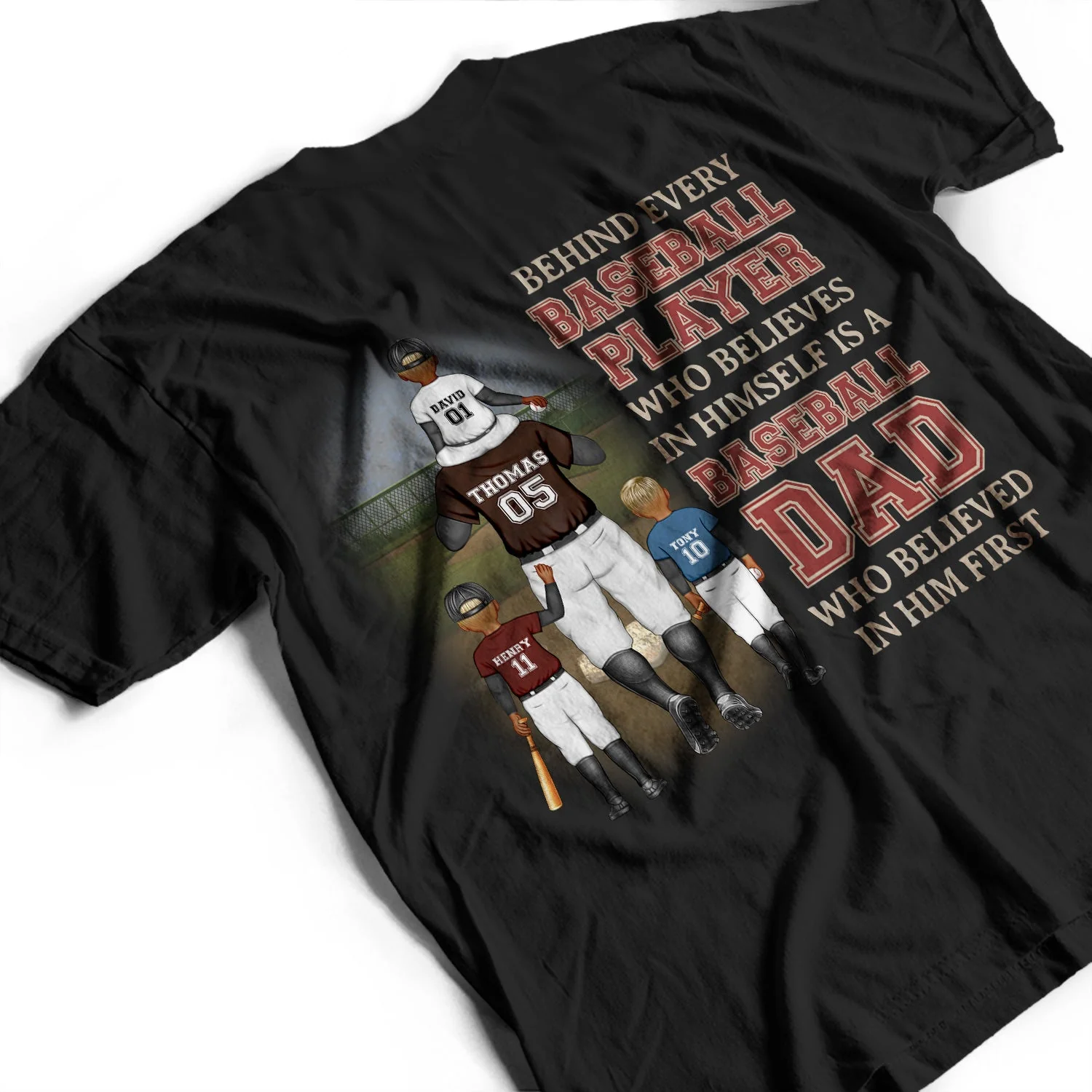 Behind Every Baseball Player - Gift For Father, Sport Fans - Personalized T Shirt - Image 3