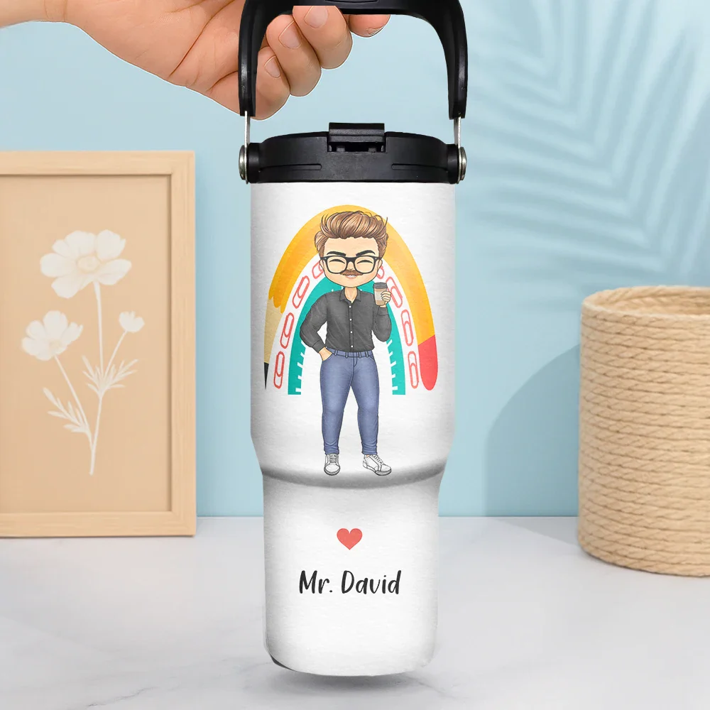Behind Every Child Teacher - Personalized 30oz Tumbler With Handle - Image 2
