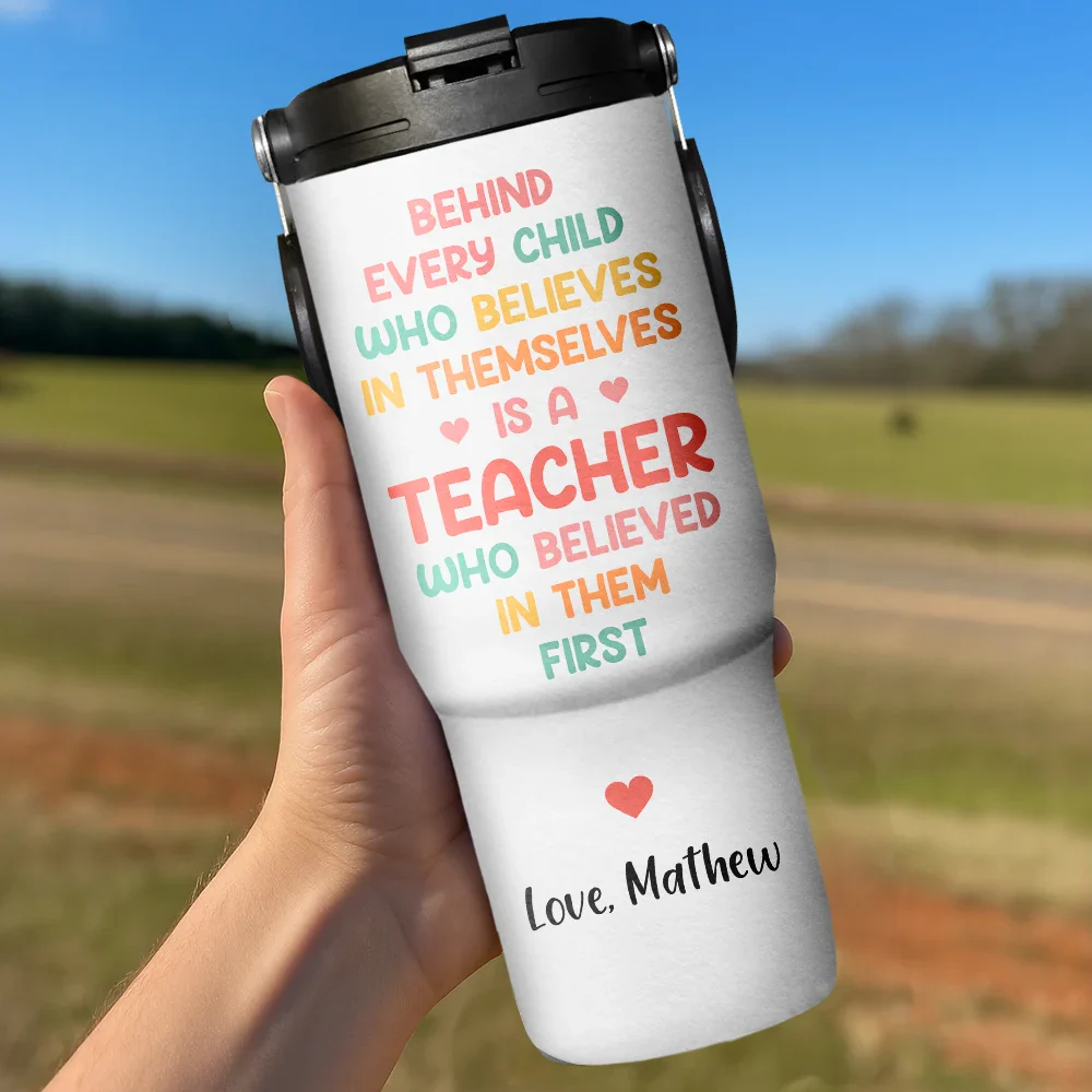 Behind Every Child Teacher - Personalized 30oz Tumbler With Handle - Image 3