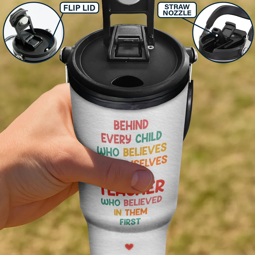 Behind Every Child Teacher - Personalized 30oz Tumbler With Handle - Image 4