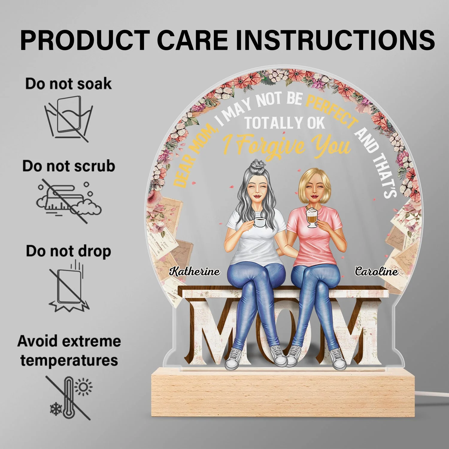 Behind Every Crazy Daughter Is A Mother - Birthday, Loving Gift For Mom, Grandma, Grandmother - Personalized Custom 3D Led Light Wooden Base - Image 6