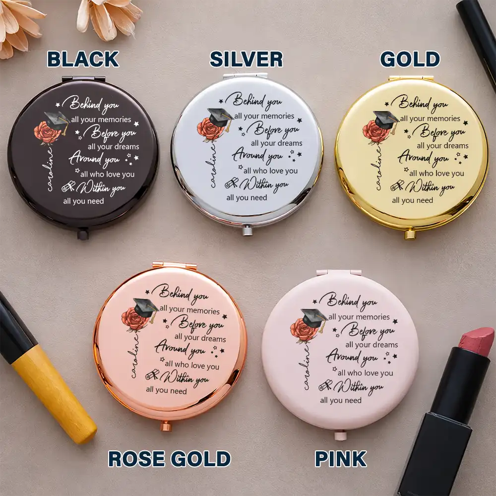 Behind You All Memories Birth Flower - Personalized Compact Mirror - Image 4