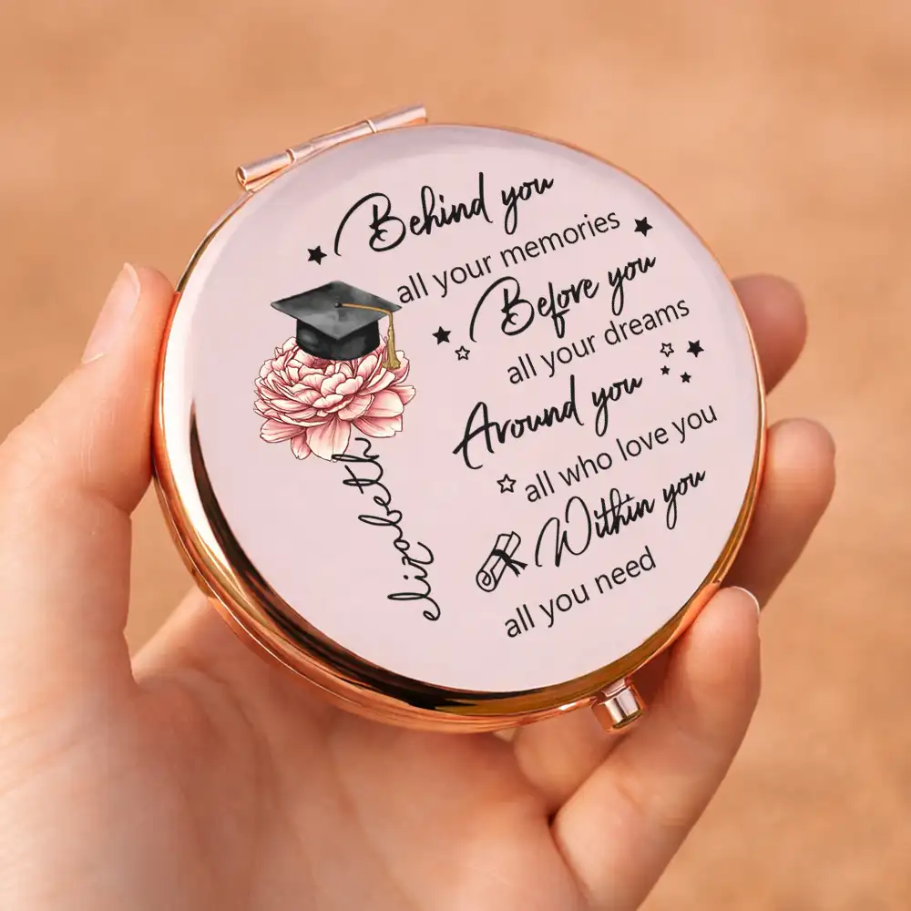 Behind You All Memories Birth Flower - Personalized Compact Mirror - Image 5