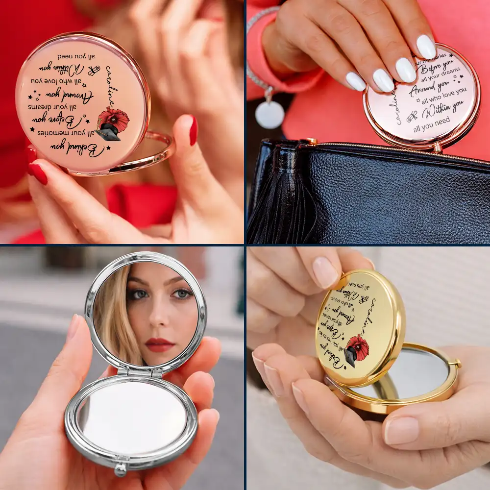 Behind You All Memories Birth Flower - Personalized Compact Mirror - Image 6