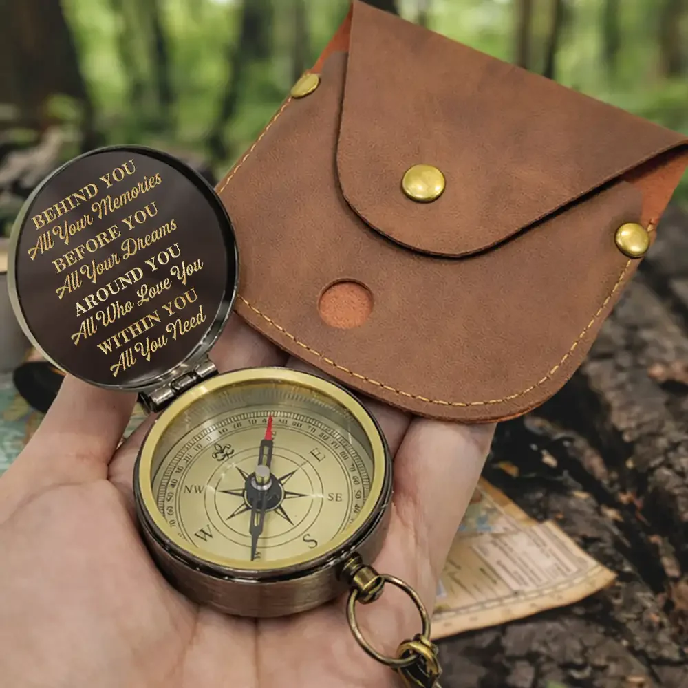 Behind You All Memories Congrats Grad - Personalized Engraved Brass Compass - Image 4