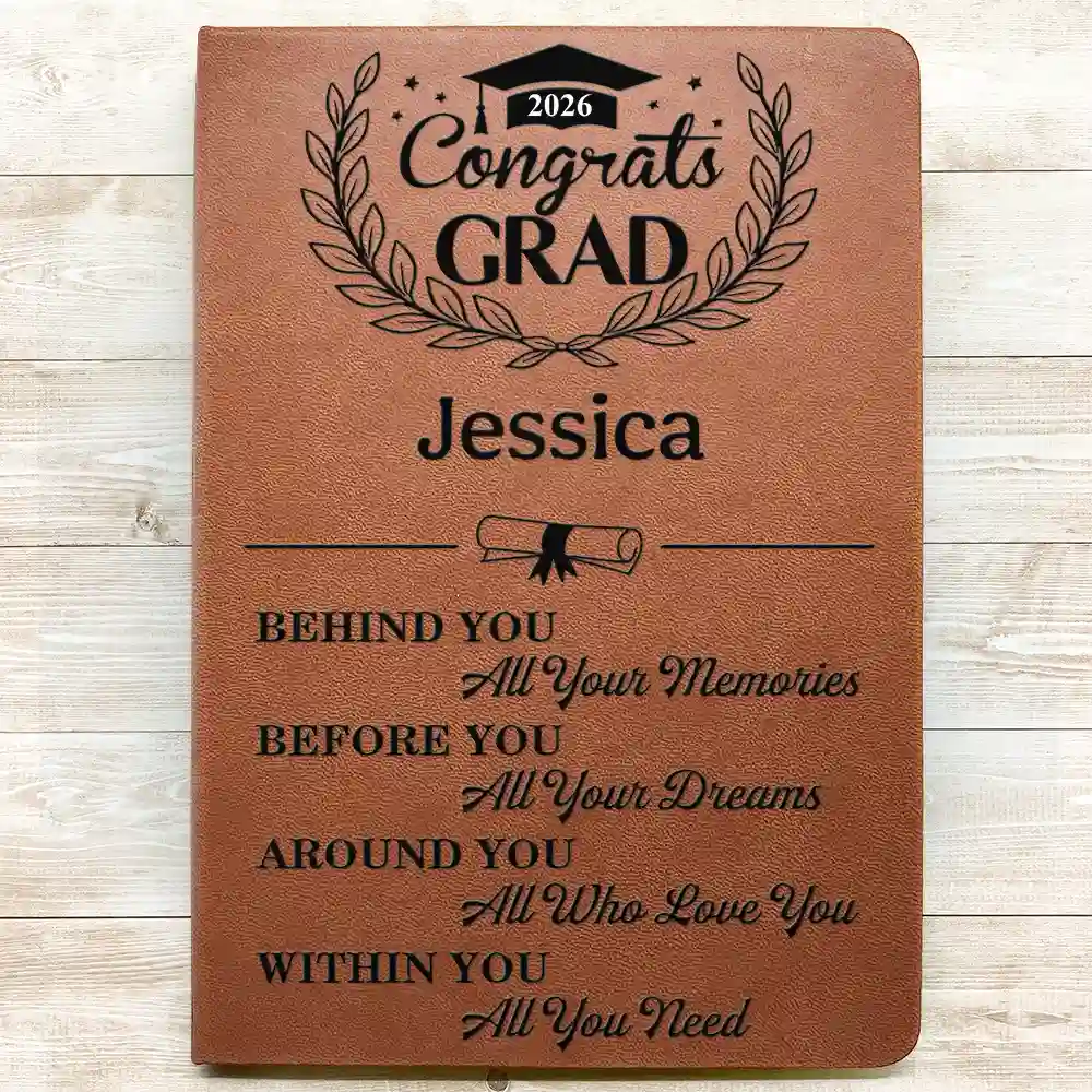 Behind You All Memories Congrats Grad - Personalized Leather Journal - Image 3