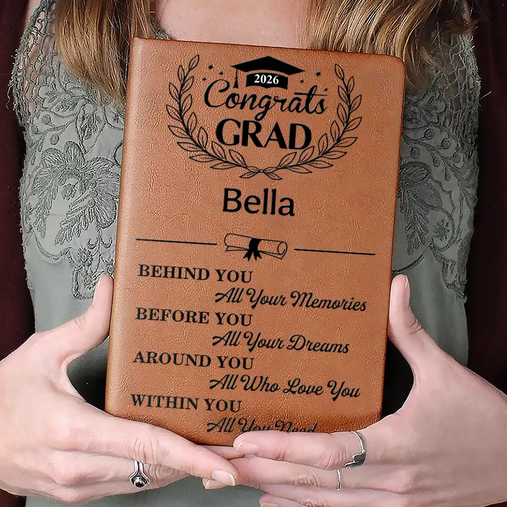 Behind You All Memories Congrats Grad - Personalized Leather Journal - Image 4