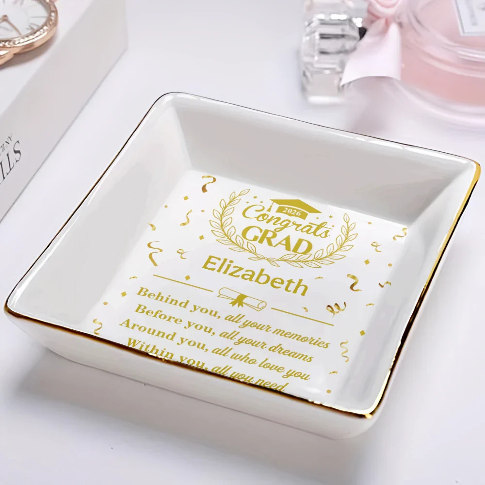 Behind You All Memories Congrats Grad - Personalized Ring Dish - Image 2
