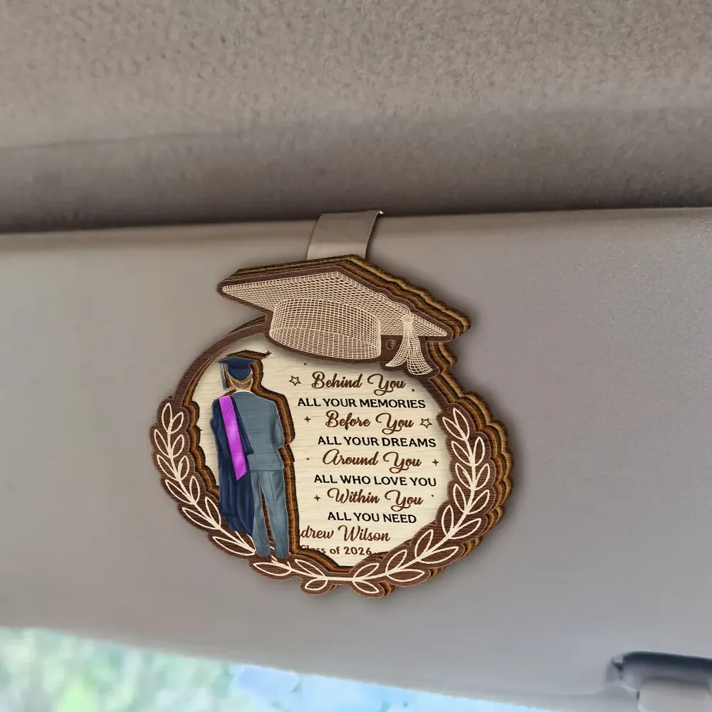 Behind You All Your Memories - Personalized Custom Shaped Car Visor Clip - Image 2