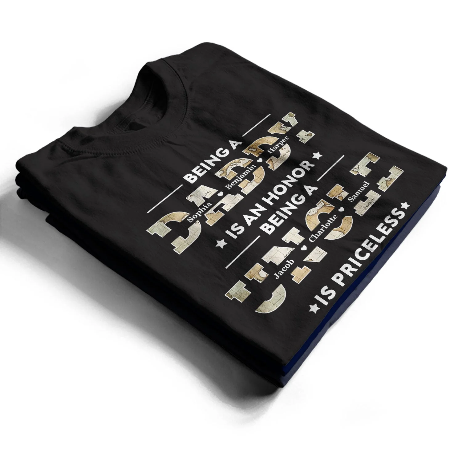 Being A Dad Is An Honor Being A Papa Is Priceless - Gift For Fathers, Grandpas - Personalized T Shirt - Image 2