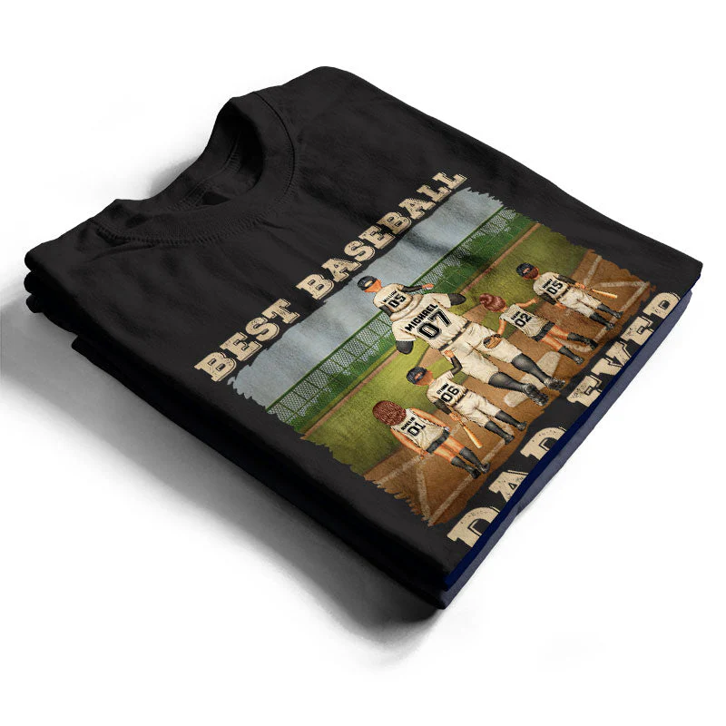 Best Baseball Dad Ever - Gift For Father - Personalized Custom T Shirt - Image 2