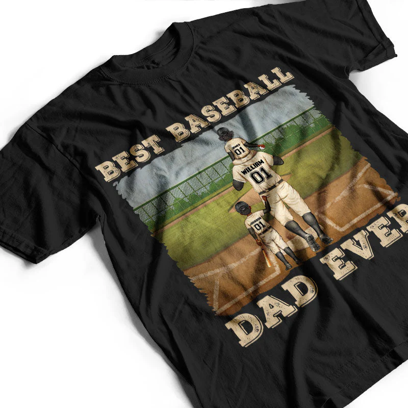 Best Baseball Dad Ever - Gift For Father - Personalized Custom T Shirt - Image 3
