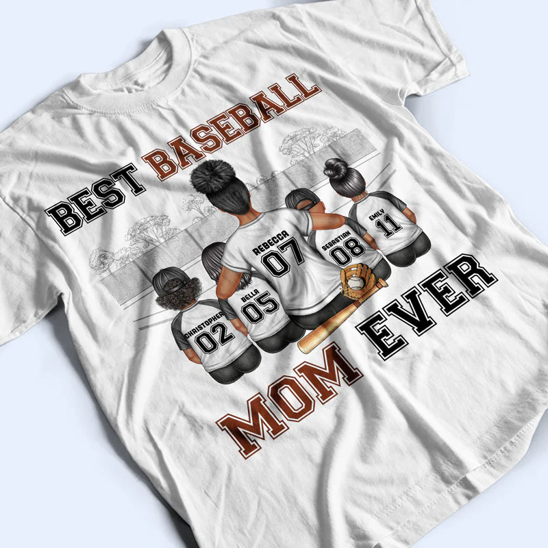 Best Baseball Mom Ever - Mother Gift - Personalized Custom T Shirt - Image 3