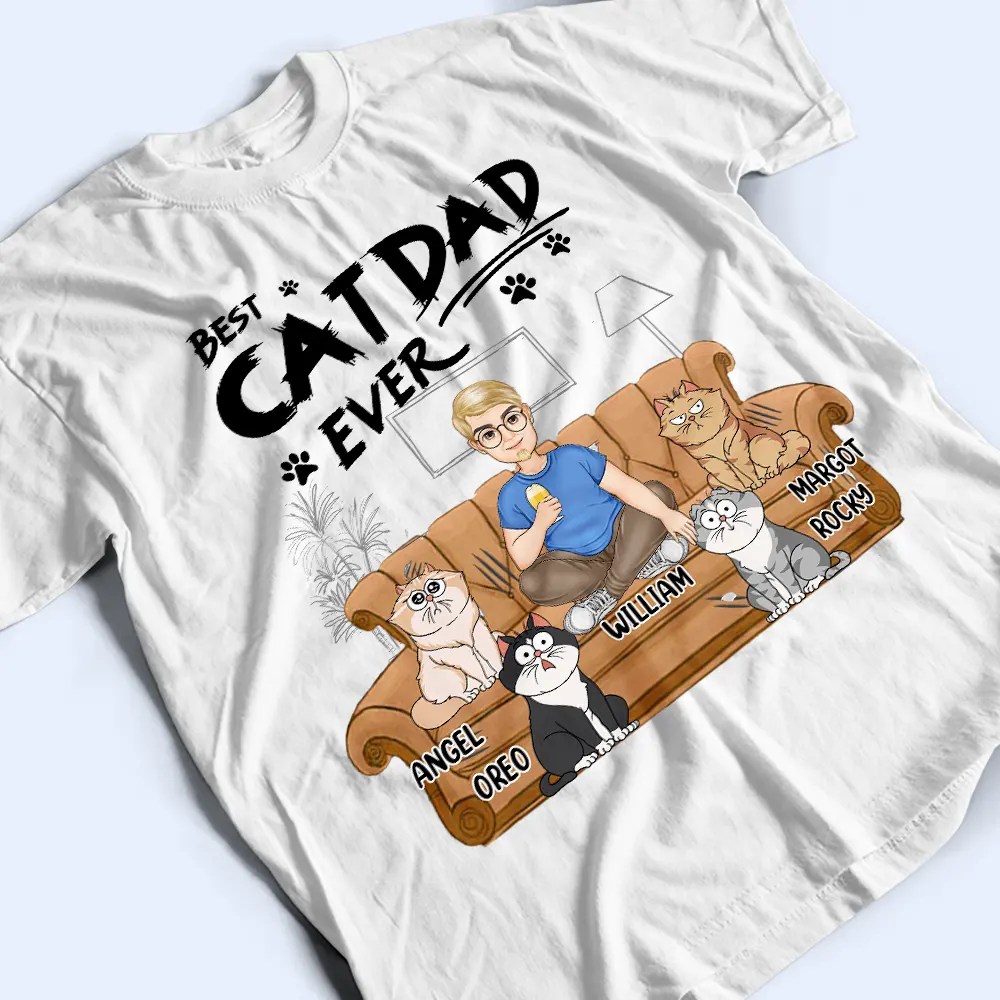 Best Cat Dad Ever - Personalized T Shirt - Image 3