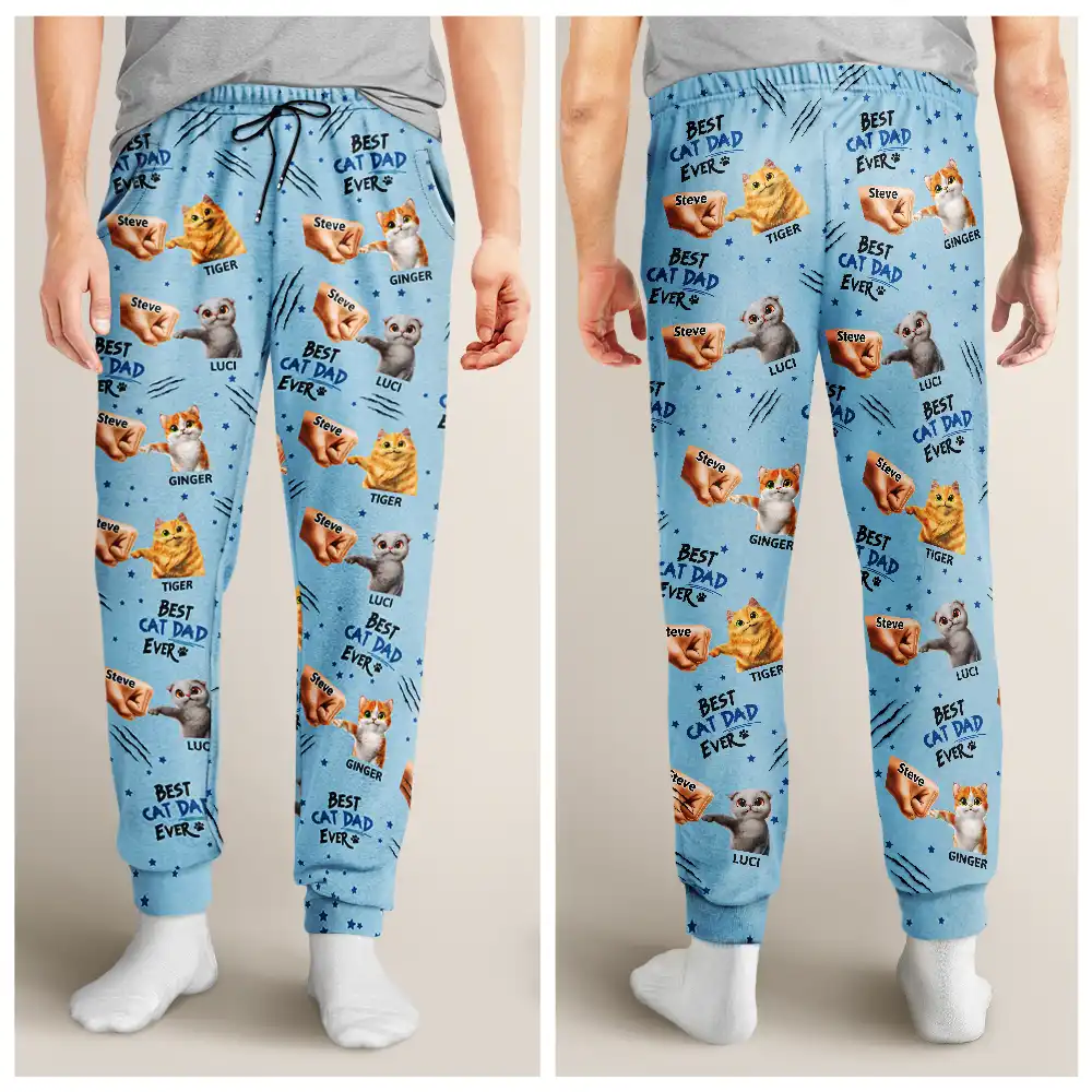 Best Cat Dad Mom Mum Ever - Personalized Pajama Pants - Image 5