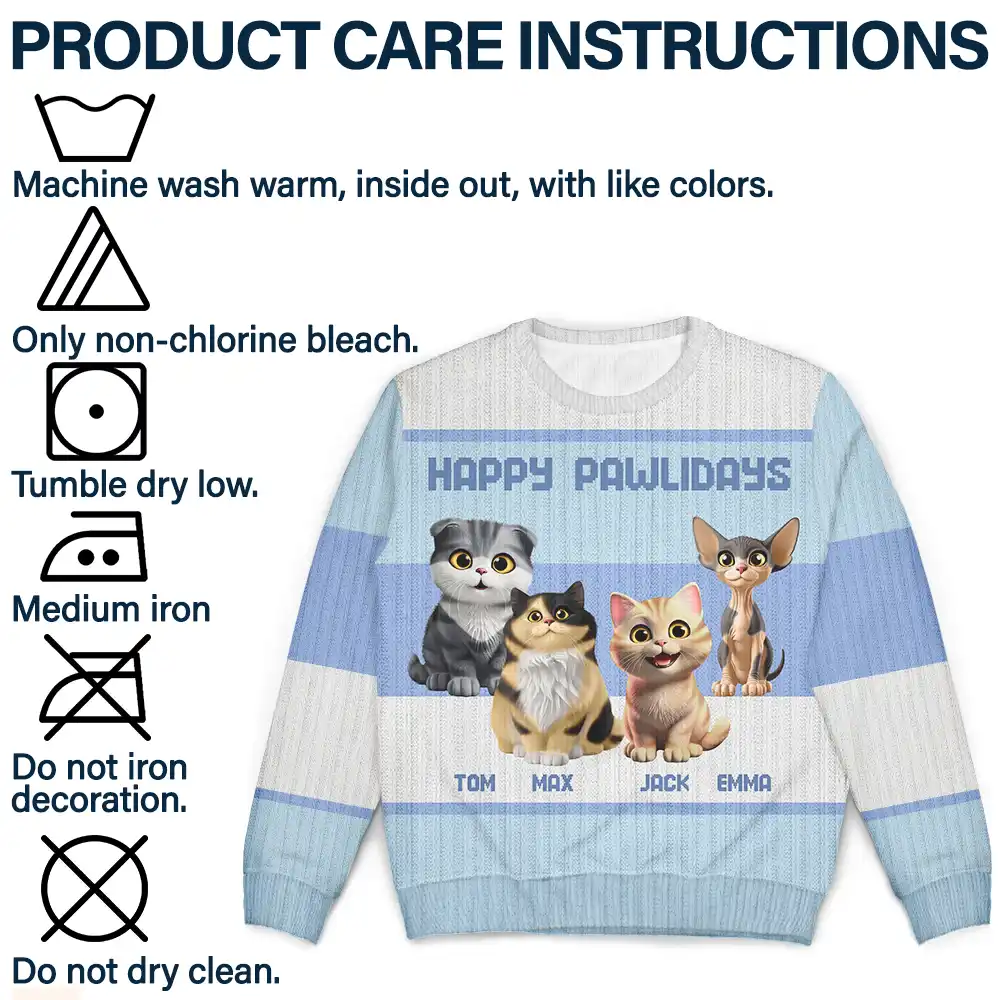Best Cat Mom Ever Funny 3D Cute Cats - Personalized Unisex Ugly Sweater - Image 7