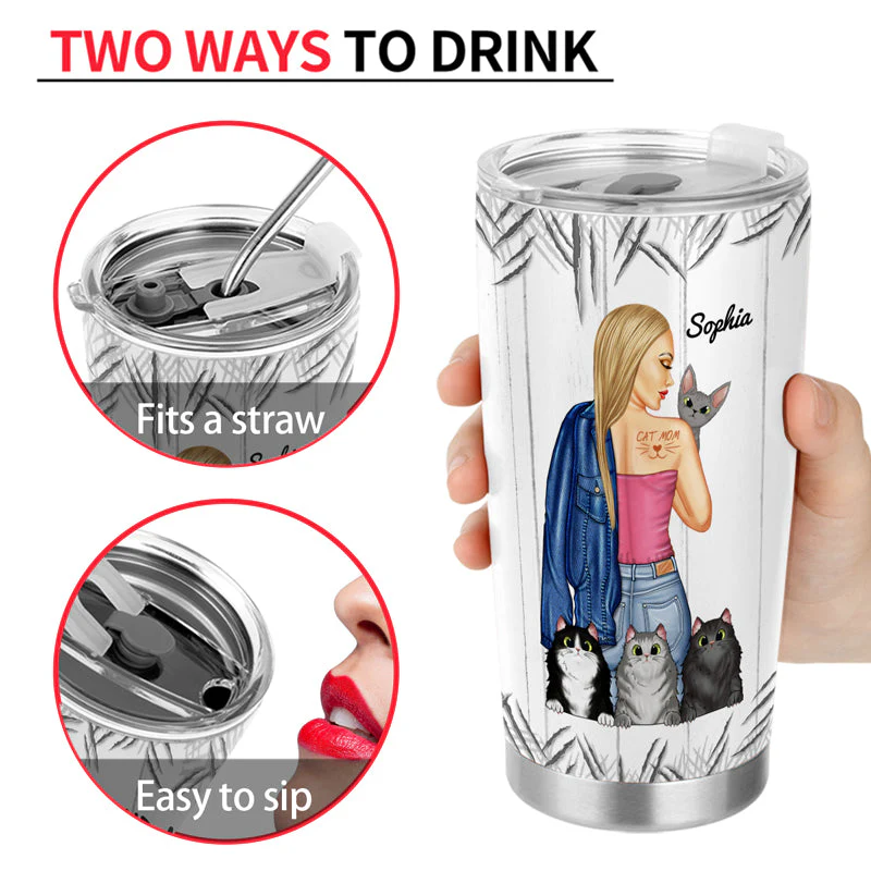 Best Cat Mom Ever - Gift For Cat Lovers - Personalized Custom Tumbler - Image 4