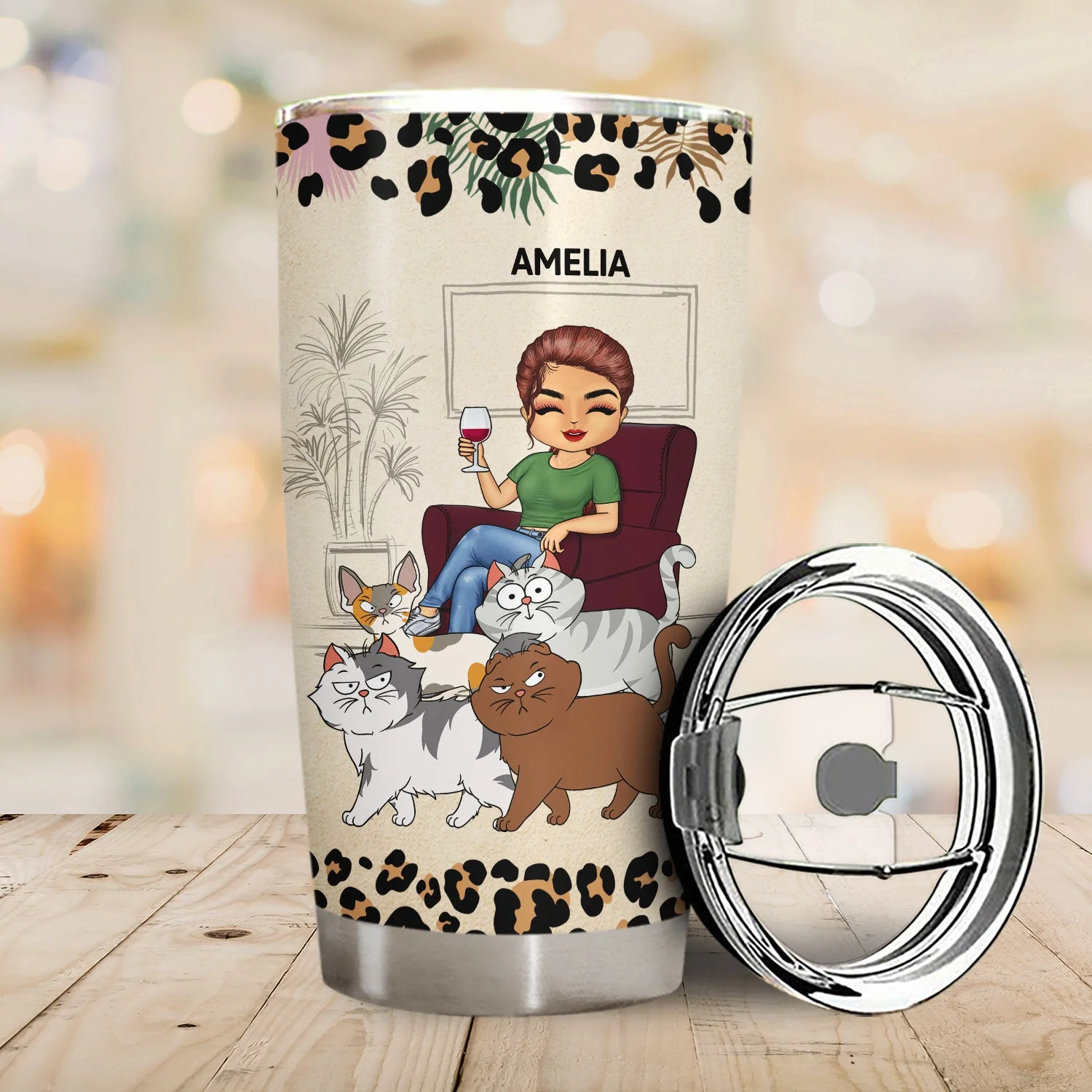 Best Cat Mom Ever Walking Cat - Gift For Cat Lovers, Cat Mom - Personalized Tumbler - Image 2