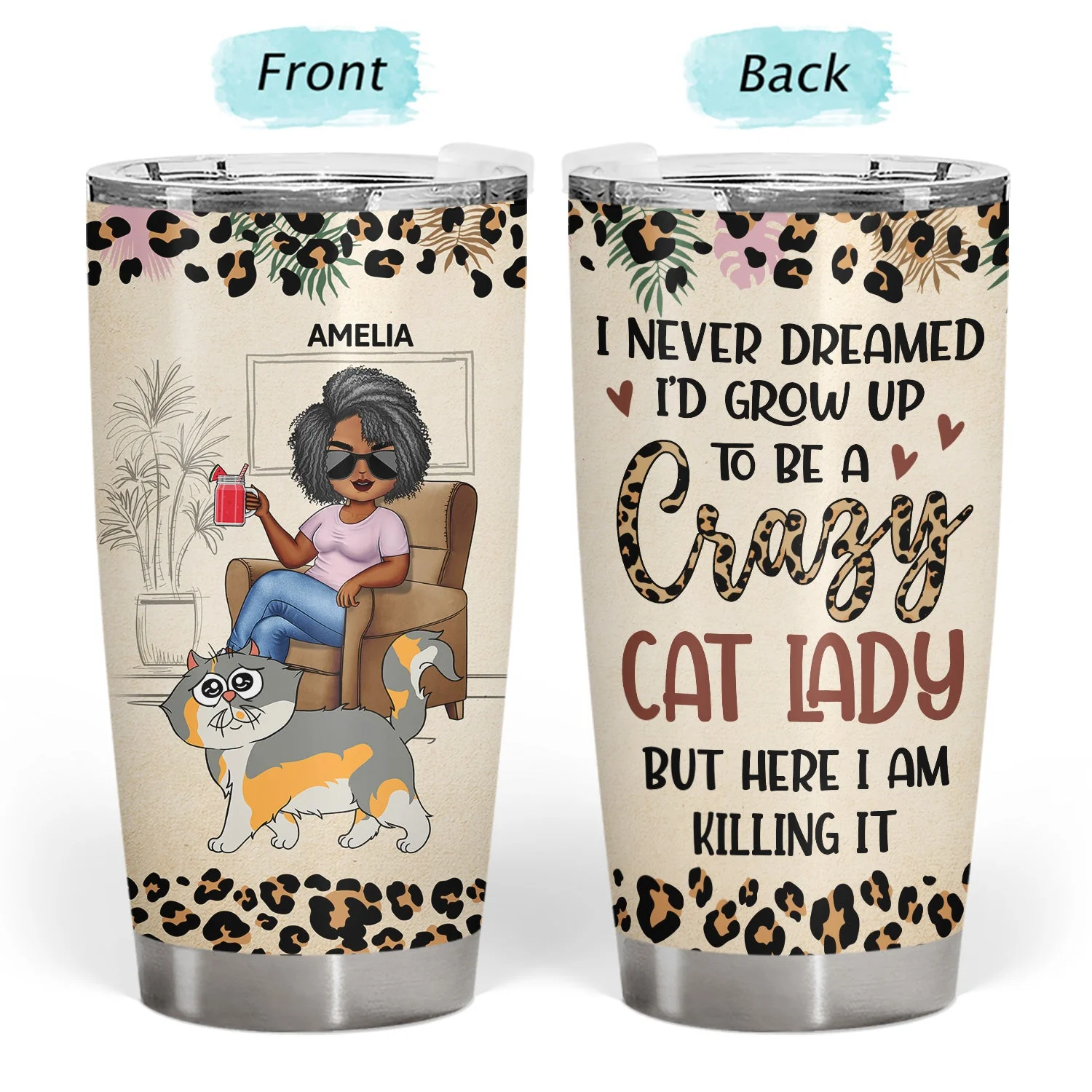 Best Cat Mom Ever Walking Cat - Gift For Cat Lovers, Cat Mom - Personalized Tumbler - Image 3