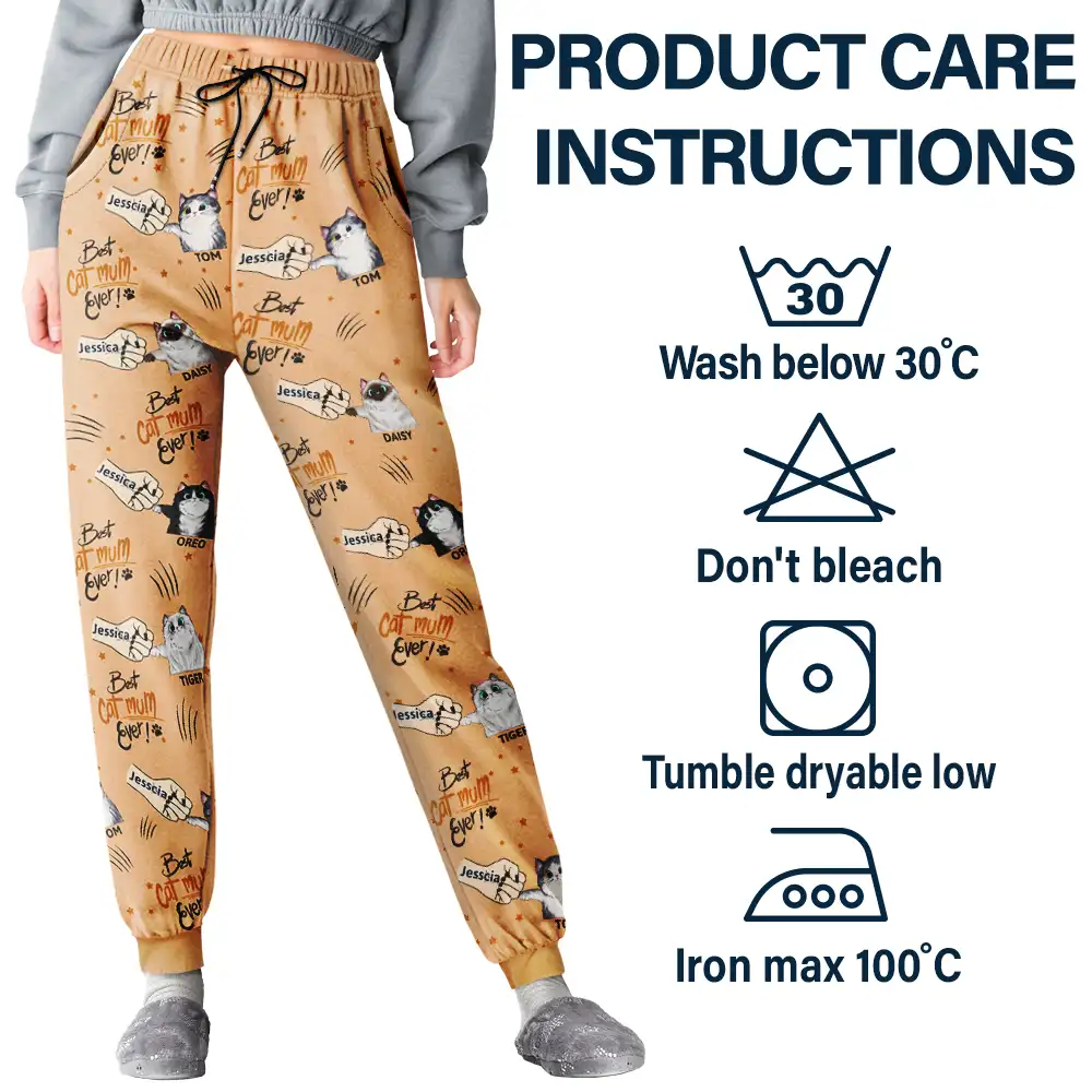 Best Cat Mom Mum Ever - Personalized Pajama Pants - Image 5