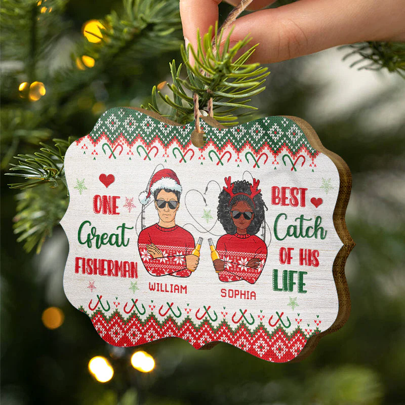 Best Catch - Fishing Couple Gift - Personalized Custom Wooden Ornament - Image 2