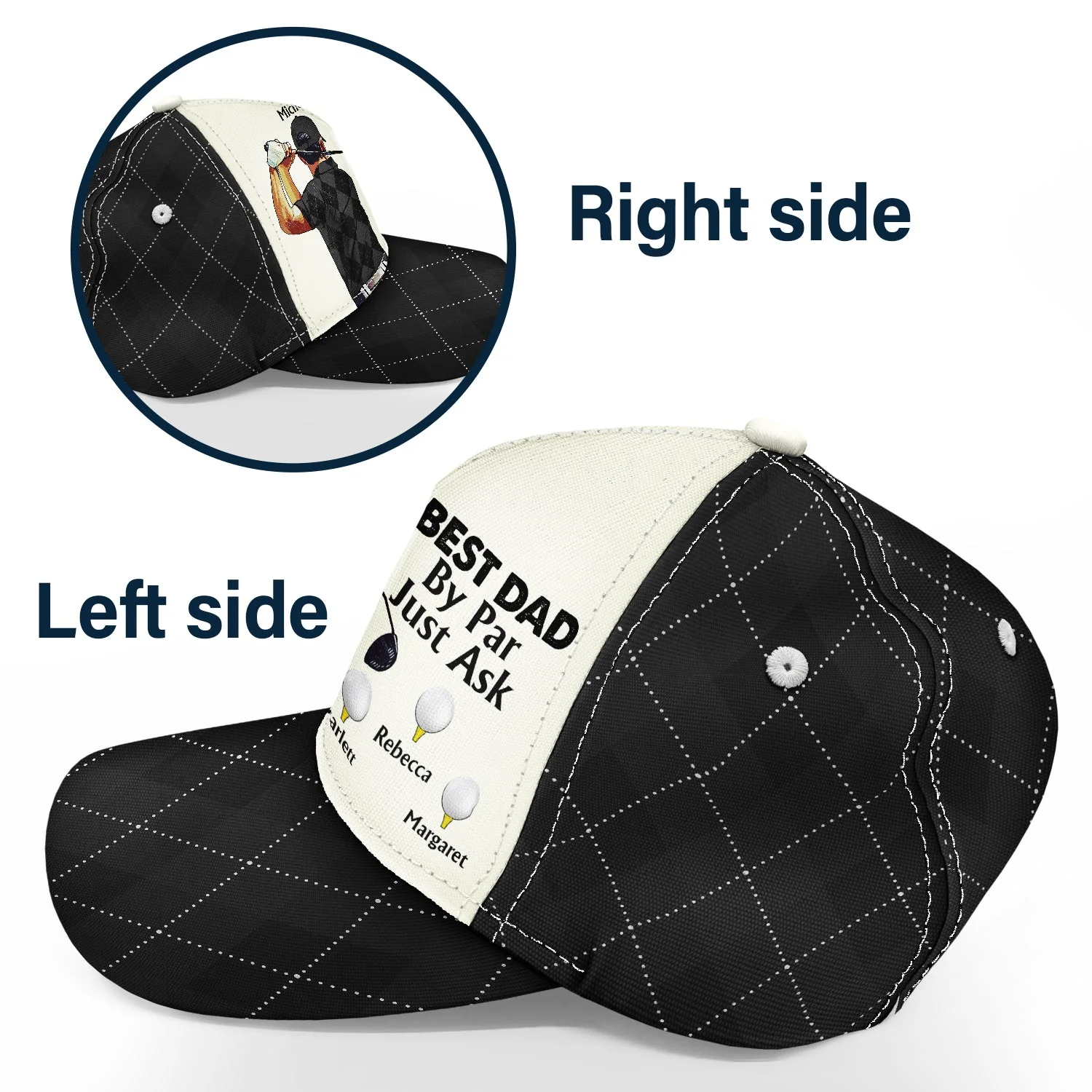 Best Dad By Par - Gift For Father, Golfer - Personalized Classic Cap - Image 3