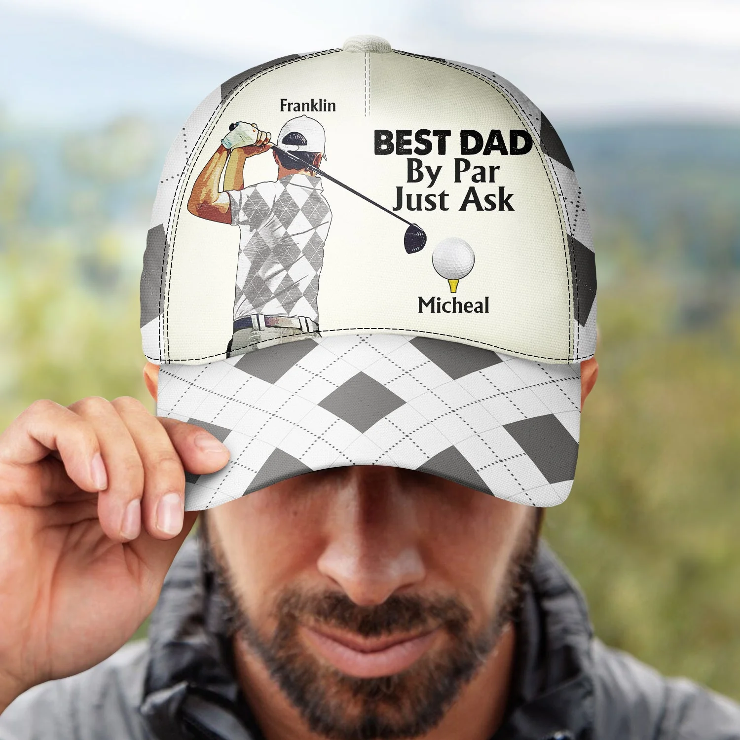 Best Dad By Par - Gift For Father, Golfer - Personalized Classic Cap - Image 4