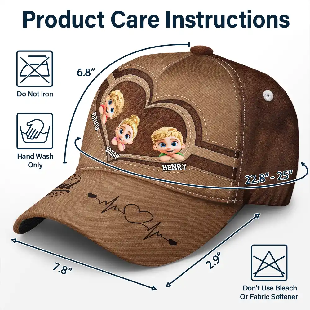 Best Dad Ever 3D Cartoon Kids - Personalized Classic Cap - Image 6