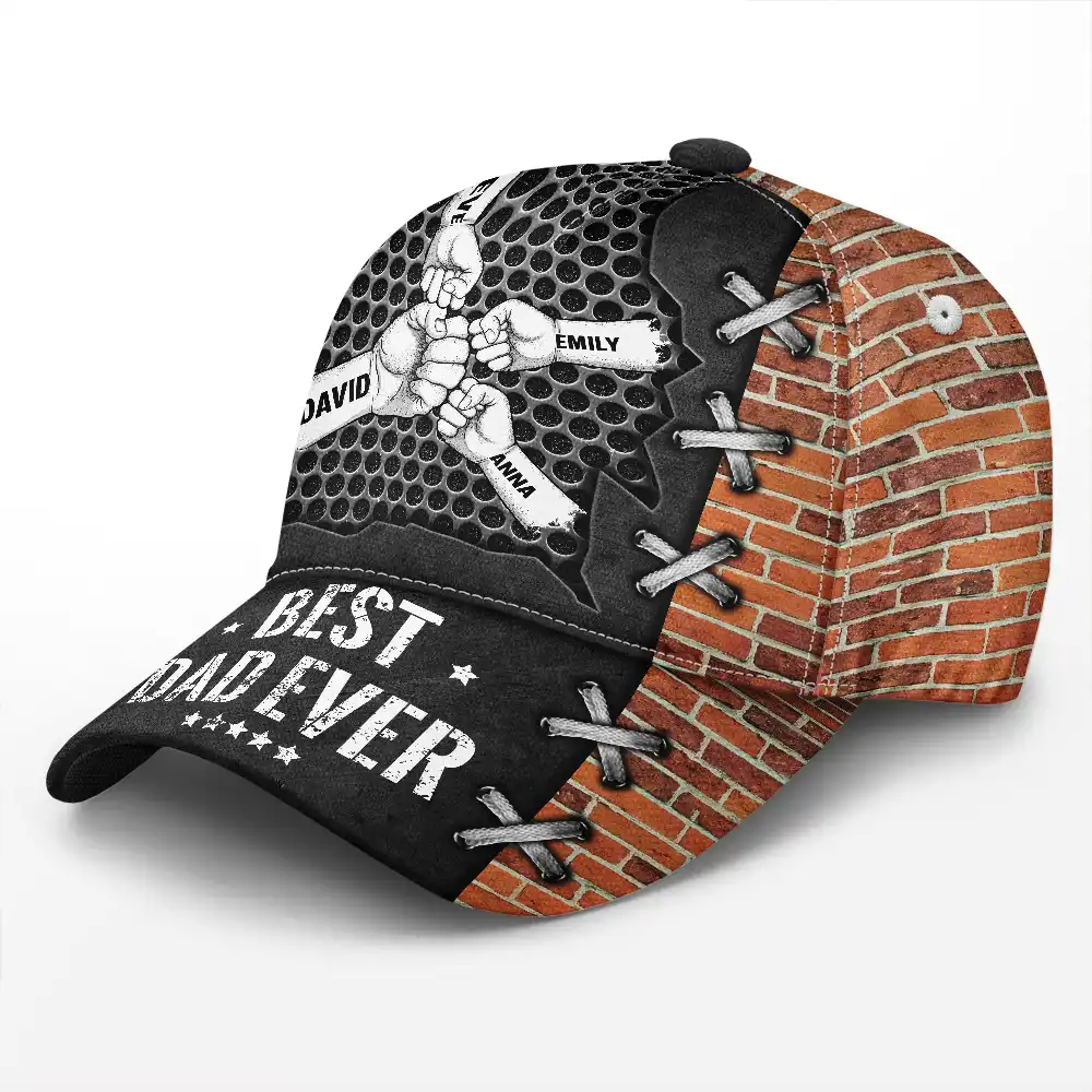 Best Dad Ever Fist Bump Silver - Personalized Classic Cap - Image 2