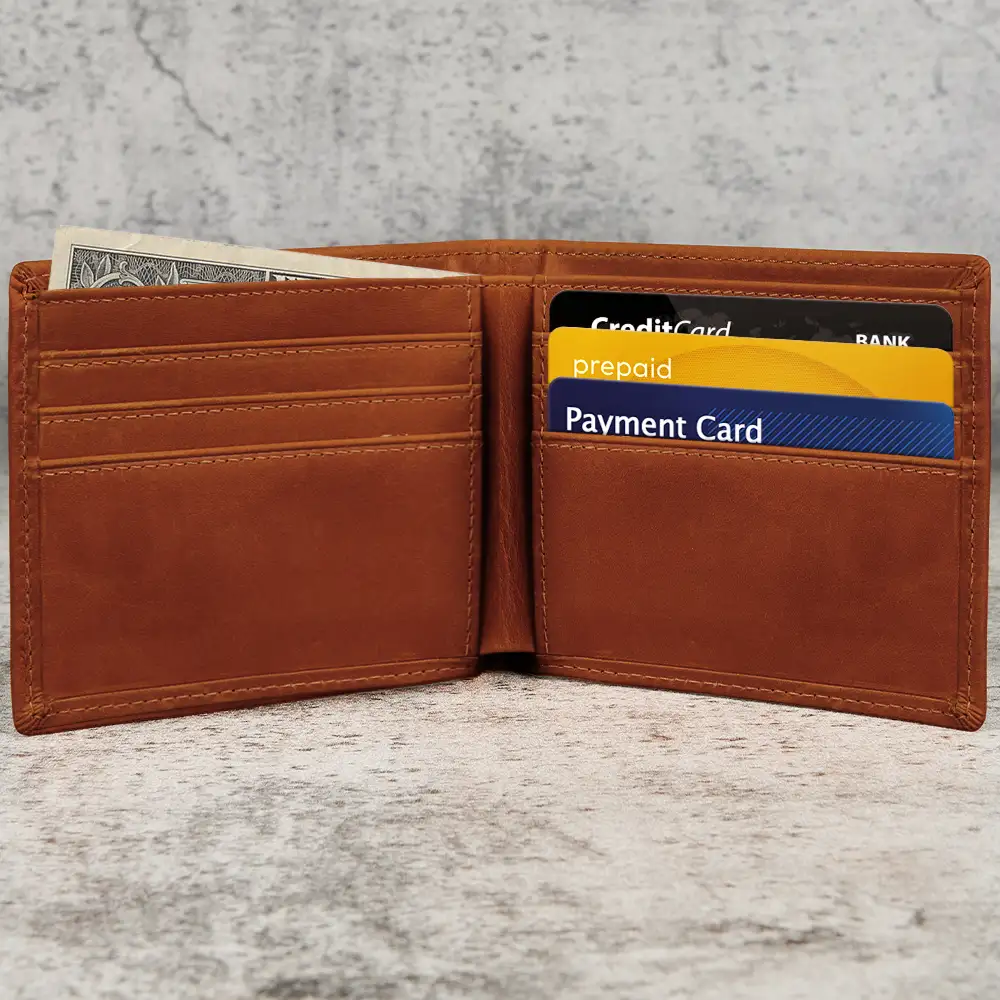 Best Dad Ever Fist Punch Faux-Stitched Effect - Personalized Leather Wallet - Image 2