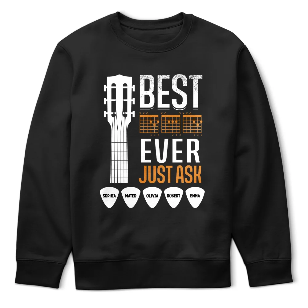 Best Dad Ever Guitar Headstock Custom Kid Names - Personalized T Shirt - Image 5
