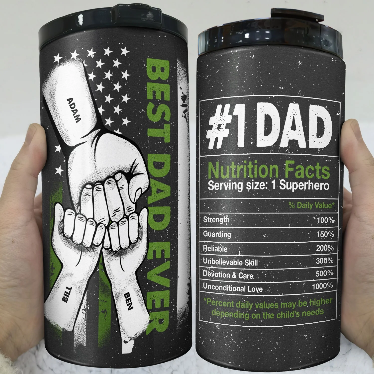 Best Dad Ever Hand Pump - Gift For Dad, Grandpa - Personalized Custom 4 In 1 Can Cooler Tumbler - Image 3