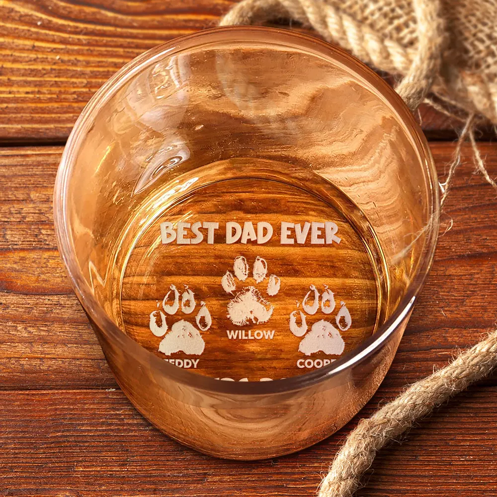 Best Dad Ever Hands Down - Personalized Engraved Whiskey Glass - Image 3