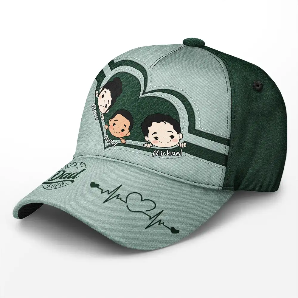 Best Dad Ever Heart - Personalized Classic Cap - Image 2
