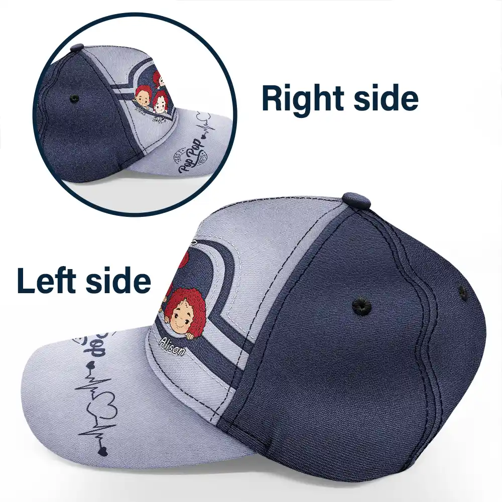 Best Dad Ever Heart - Personalized Classic Cap - Image 3